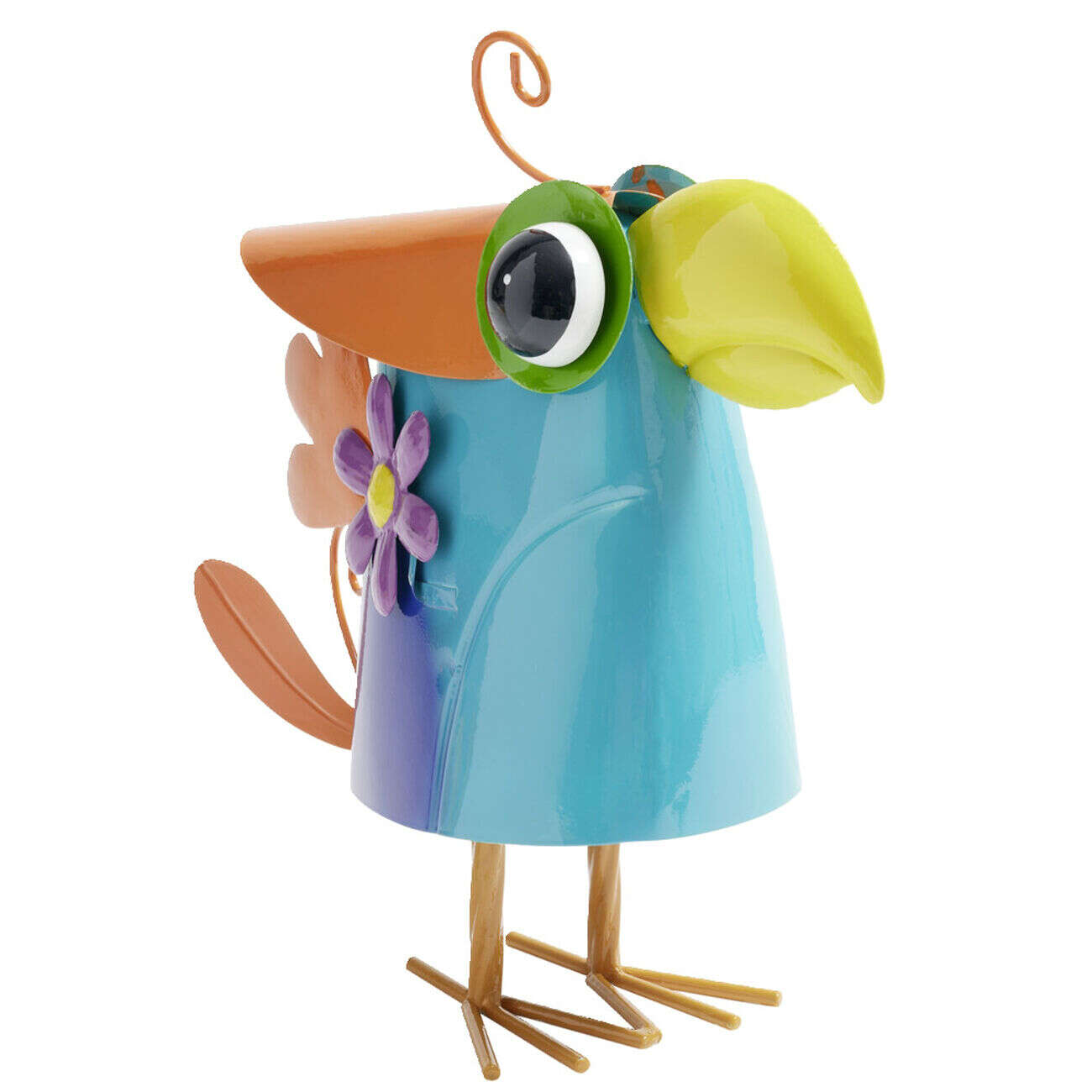 Décoration extérieure figurine oiseau gribouille multicolore H30,5cm