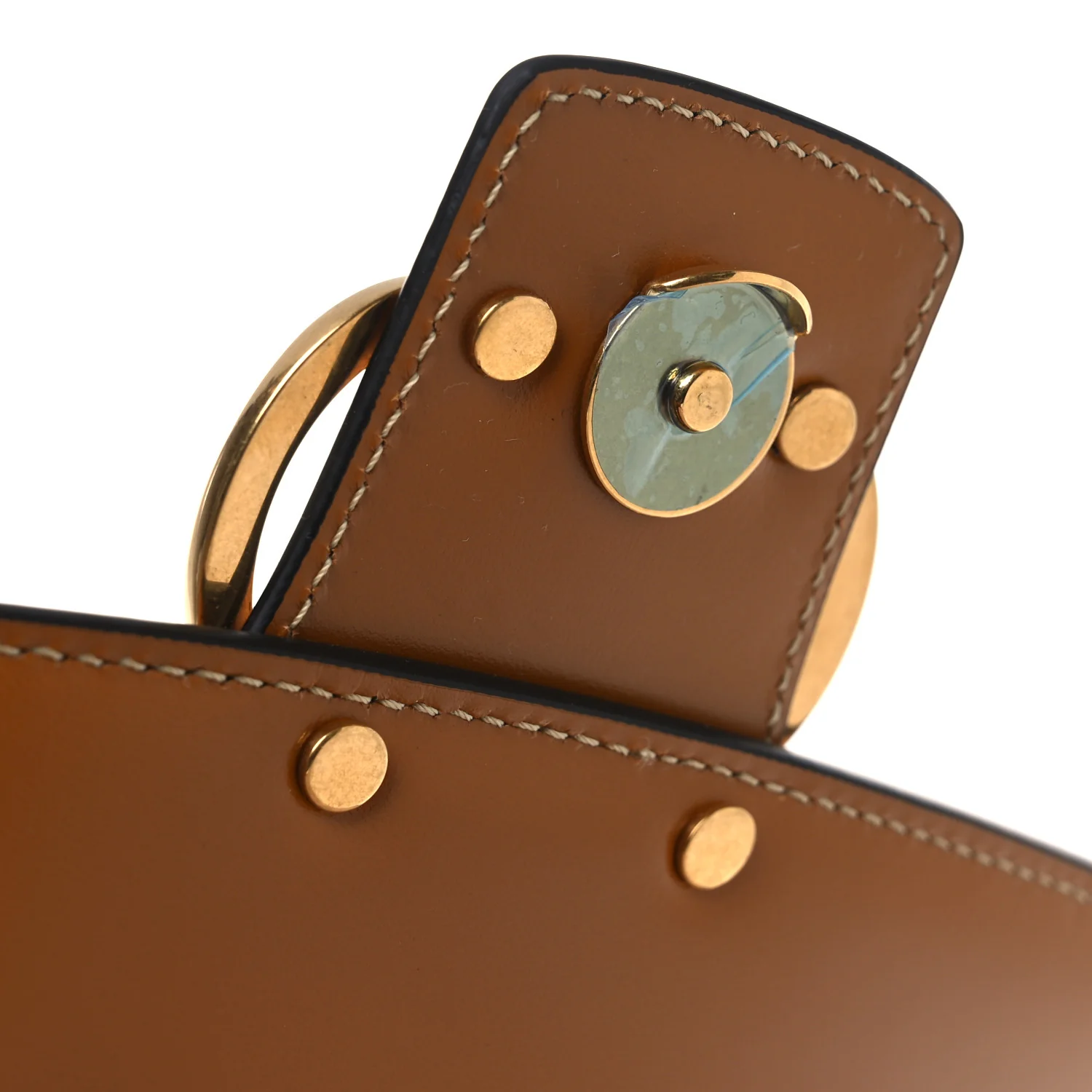 Smooth Calfskin Canvas 9to5 Shoulder Bag Natural Golden