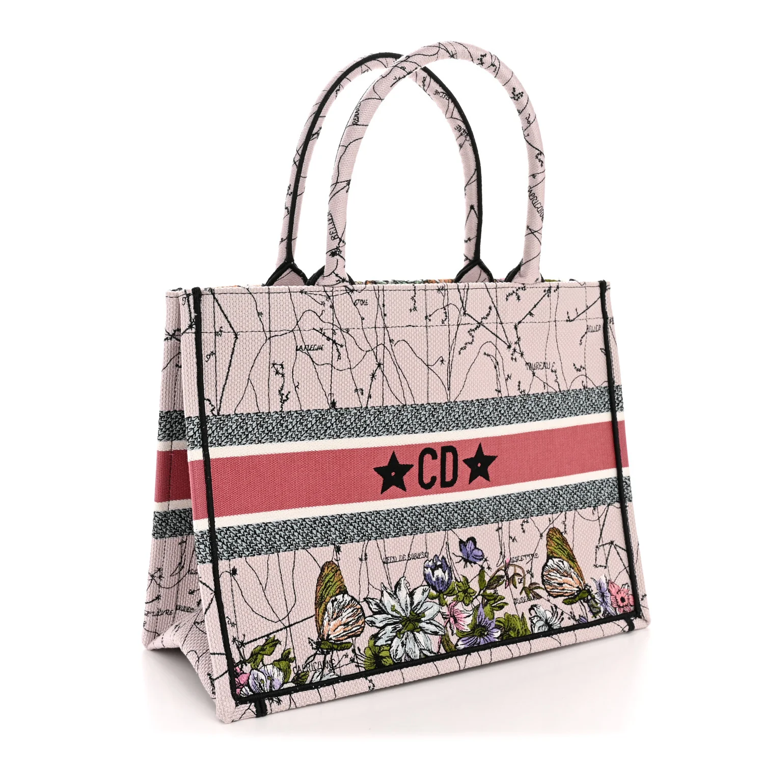 Canvas Embroidered Medium Zodiac Book Tote Latte Multicolor