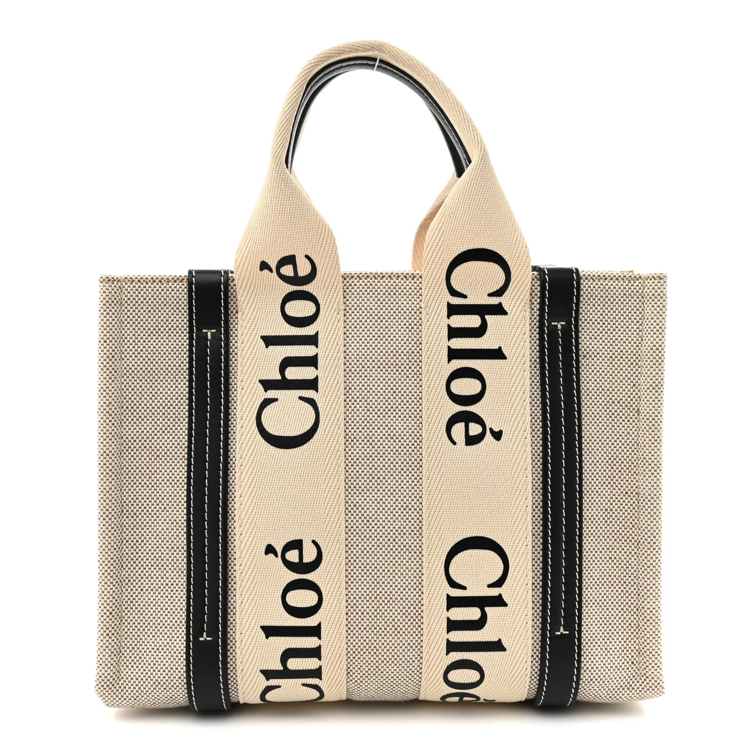 Cotton Calfskin Small Woody Ribbon Tote White Blue