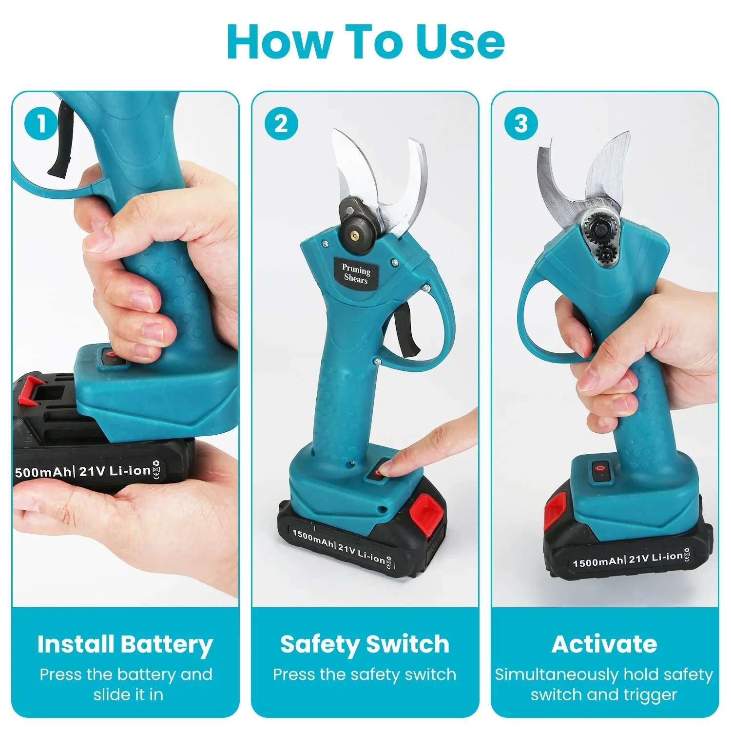 4-in-1 Pole Saw & Electric Pruning Shears for Tree Trimming 4/6 Inch Electric Chainsaw 2x3000mAh Battery 5.5ft Max Extension Pole SK5 Blade Pruning Shears for Gardening