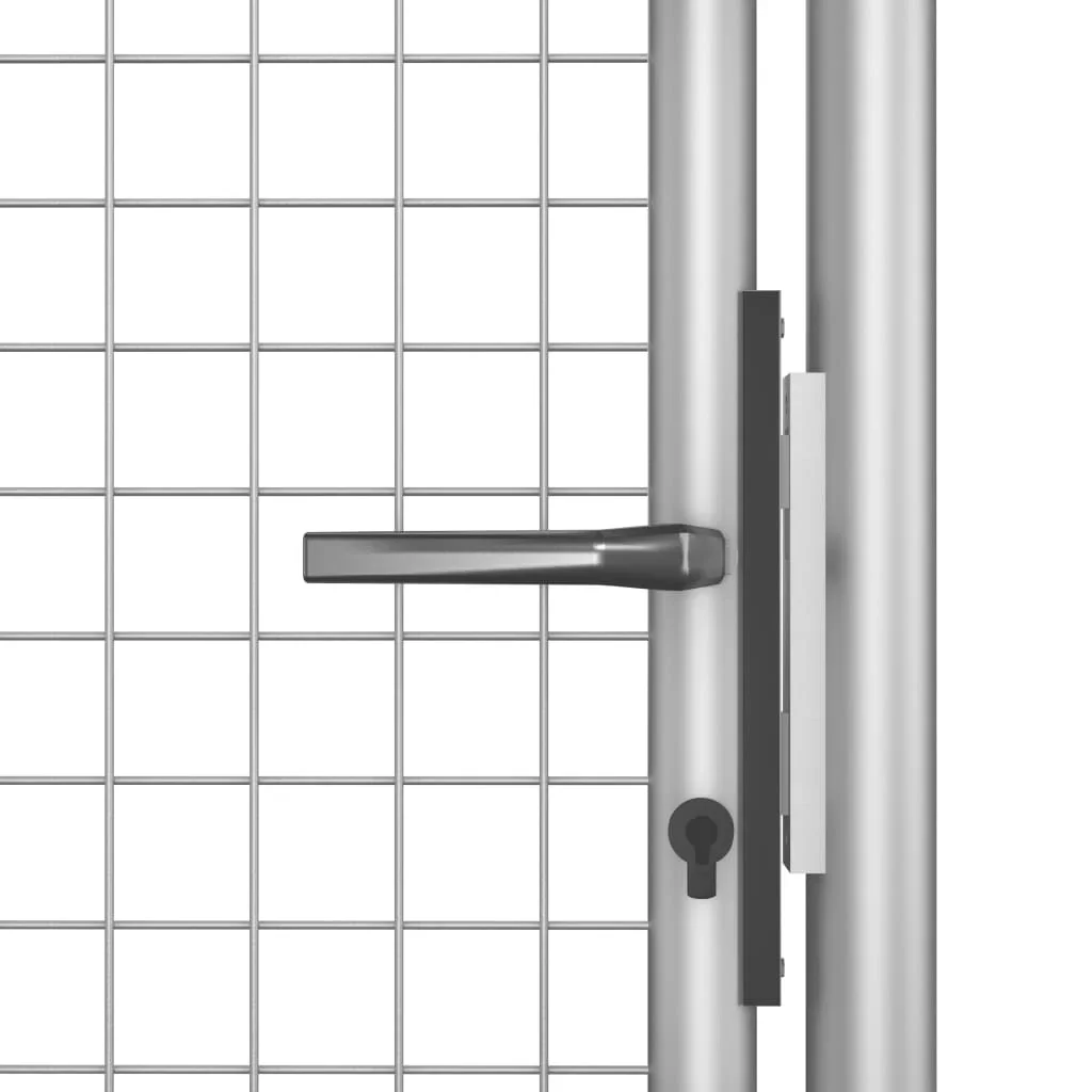 vidaXL Garden Gate Fence Wall Privacy Screen Fence Galvanized Steel Silver