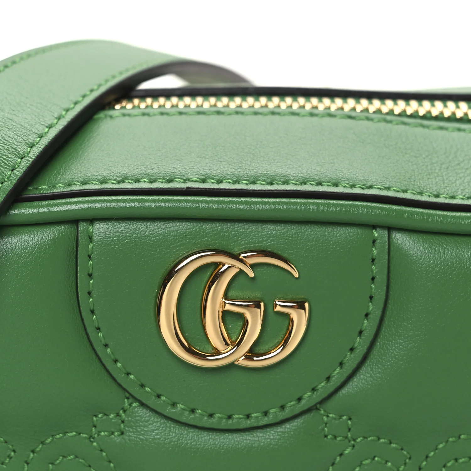 Calfskin GG Matelasse Shoulder Bag Spring Green Natural
