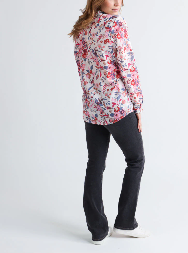 Chemisier femme liberty fleuri rose