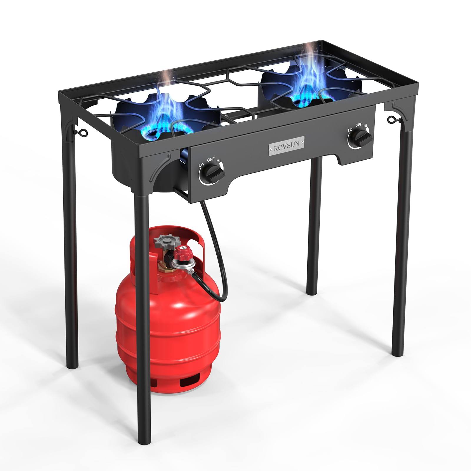 ROVSUN 2 Burner Outdoor Propane GAS Stove 150000 BTU High Pressure Stand Cooker for Backyard Cooking Camping Home Brewing Canning Turkey Frying 20 PSI