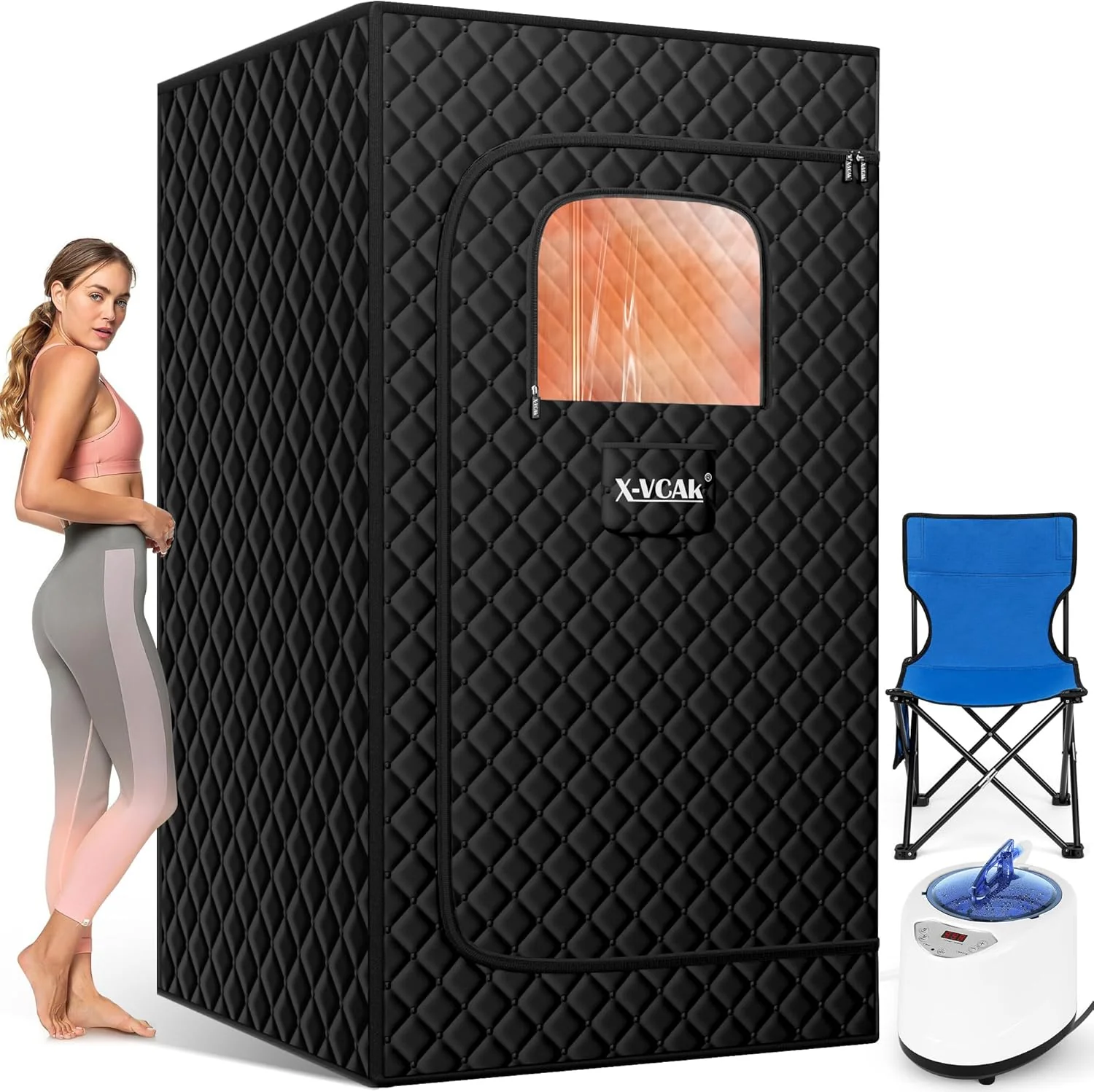 Upgraded Sauna Box for Relaxation, Detoxification, Portable Steam Sauna for Home with Steamer, 9 Levels, 2.6’ x 2.6’ x 5.9’