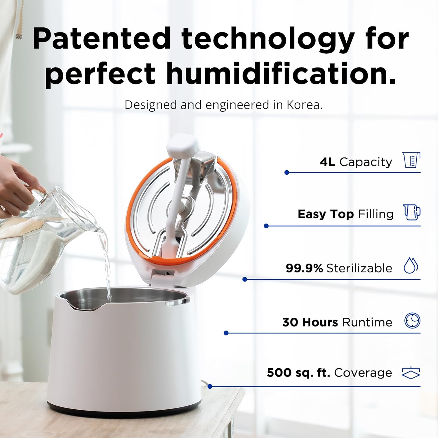 Humidificateur Carepod 31S en acier inoxydable, 4 L (1 gal), silencieux, sans filtre