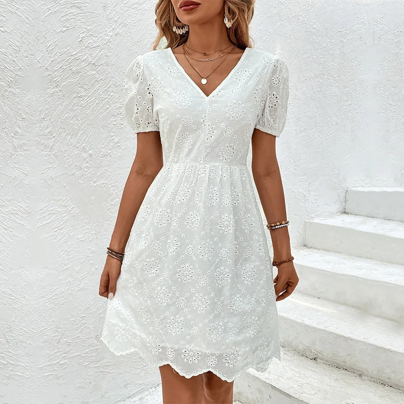 Sophie Paris | Mini-robe dos nu à manches bouffantes et col en V