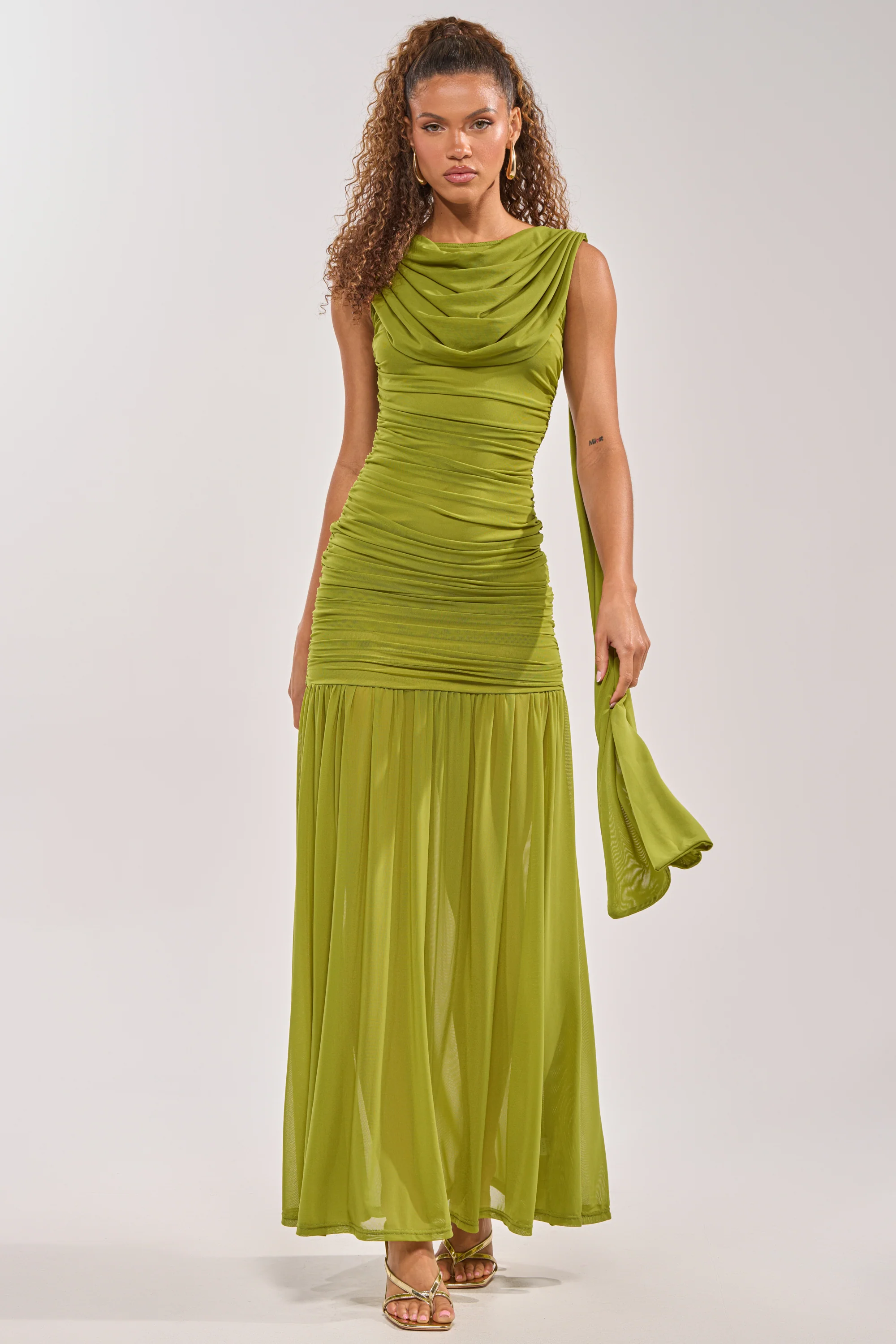 TRENDSETTER ENERGY LAYERED MAXI DRESS IN GREEN - Akira Store