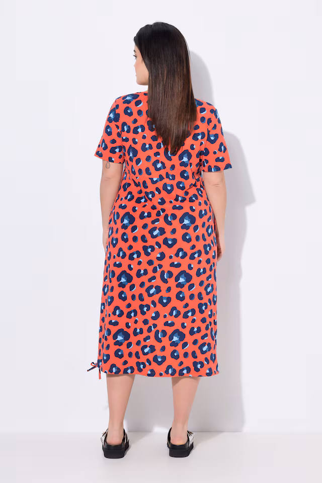 Jersey dress, A-line, leo pattern, hem tie strap
