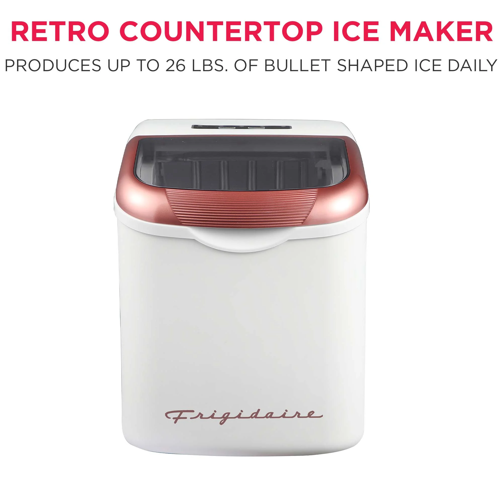 26 Lbs. Ice Maker, Bullet Shaped Ice, Rgwhite(White/Rose Gold) - Image 4