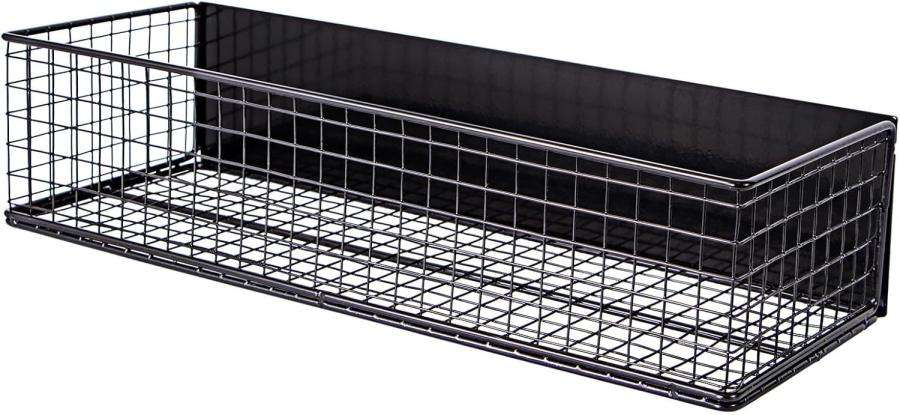 Magnetic Basket, Magnetic Shelf For Fridge, Wire Mesh Magnetic Organizer Holder Accessories For Office Kitchen Classroom Storage, Black-High
