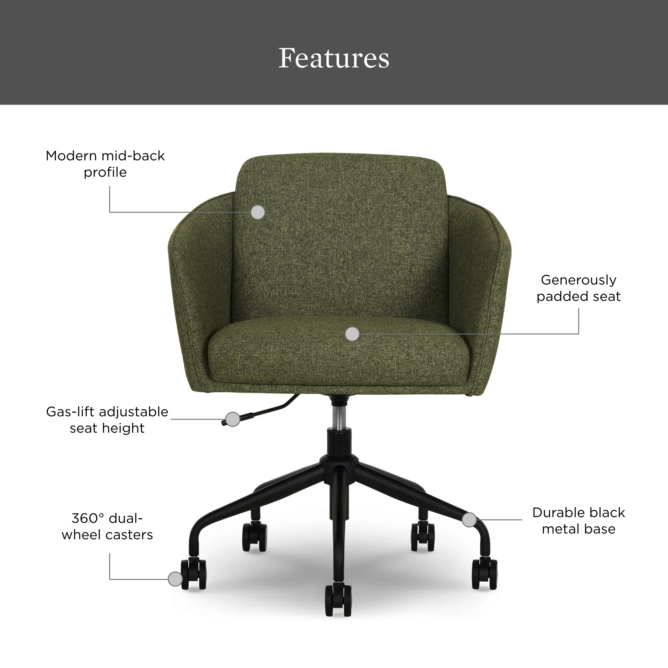 Better Homes & Gardens Juliet Office Chair, Ivory Boucle and Matte Black