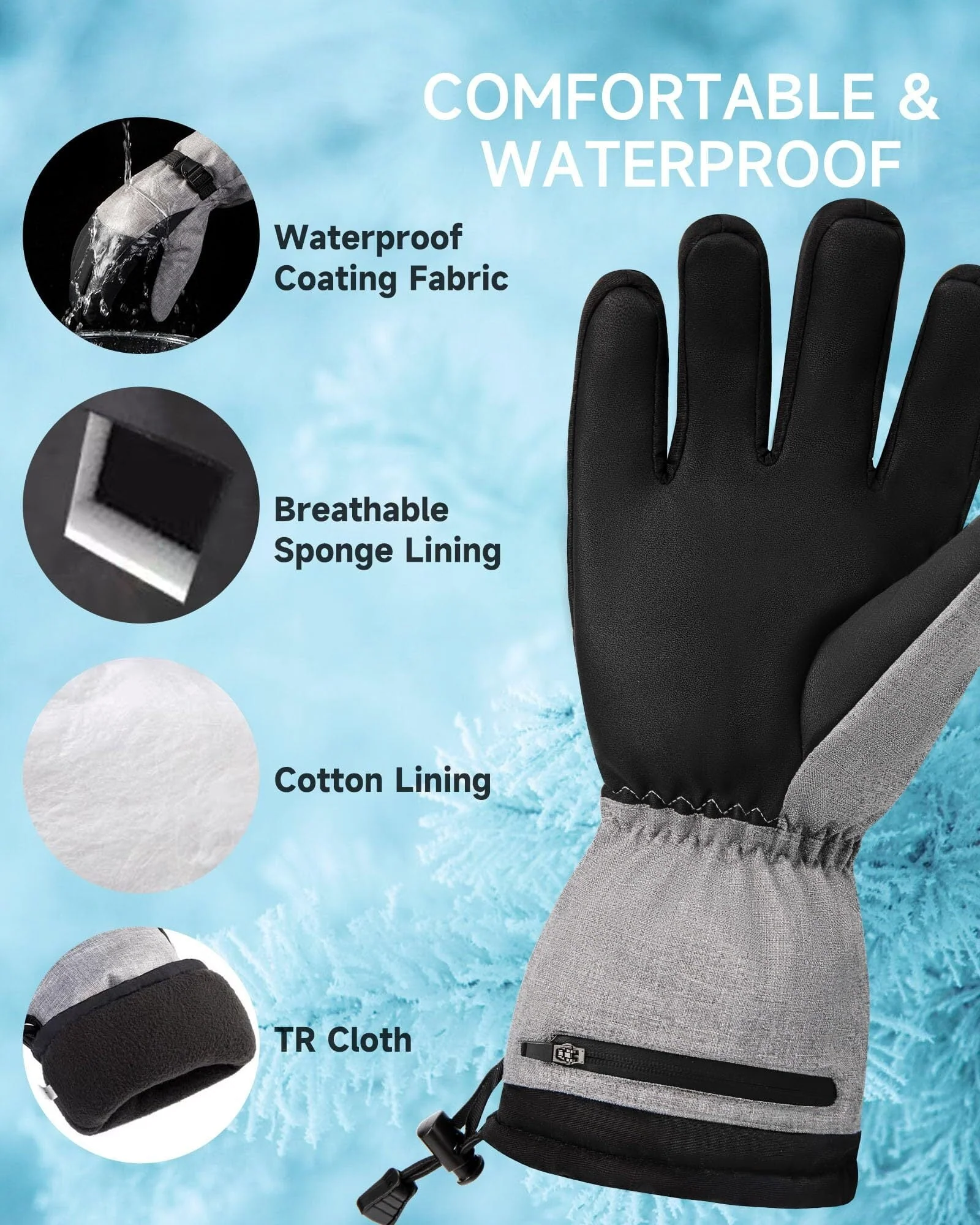 ALLJOY Heated Gloves for Men Women,5V 5000mAh Rechargeable Touchscreen Waterproof Heated Gloves for Men,Winter Snow Warm Electric Battery Heated Gloves  for Ski Motorcycle Work