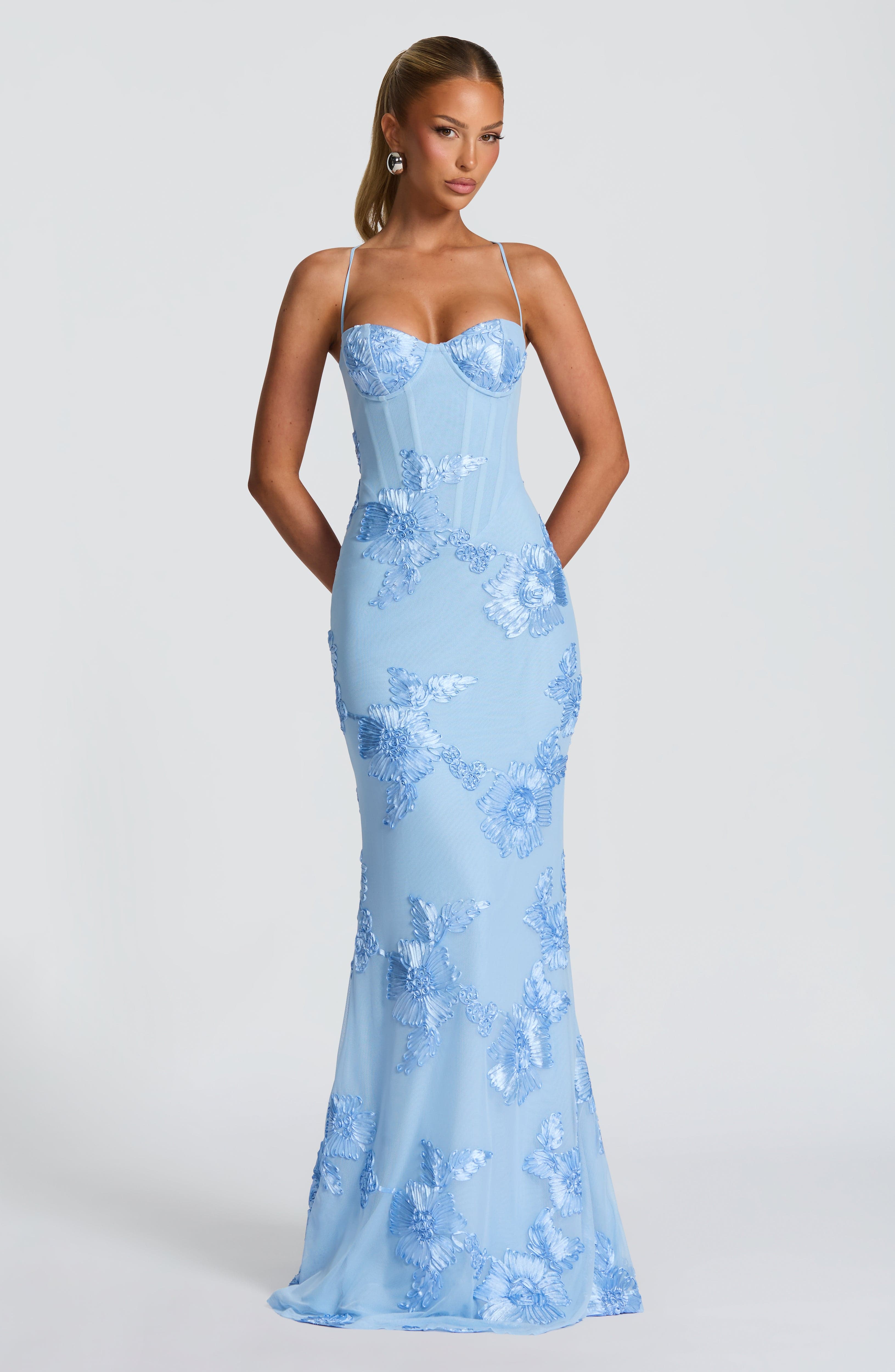 Robe longue à fines bretelles pour femme Élégante invitée mariage d'été