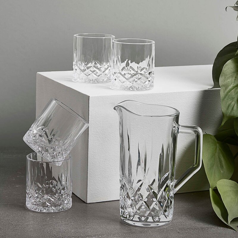 Harvey glassett kanne 1L + 4 whiskyglass