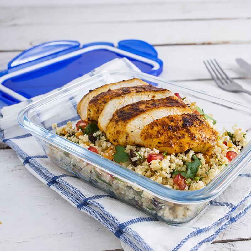 Cook & Go matboks 20x15 cm 0,8L klar/blå