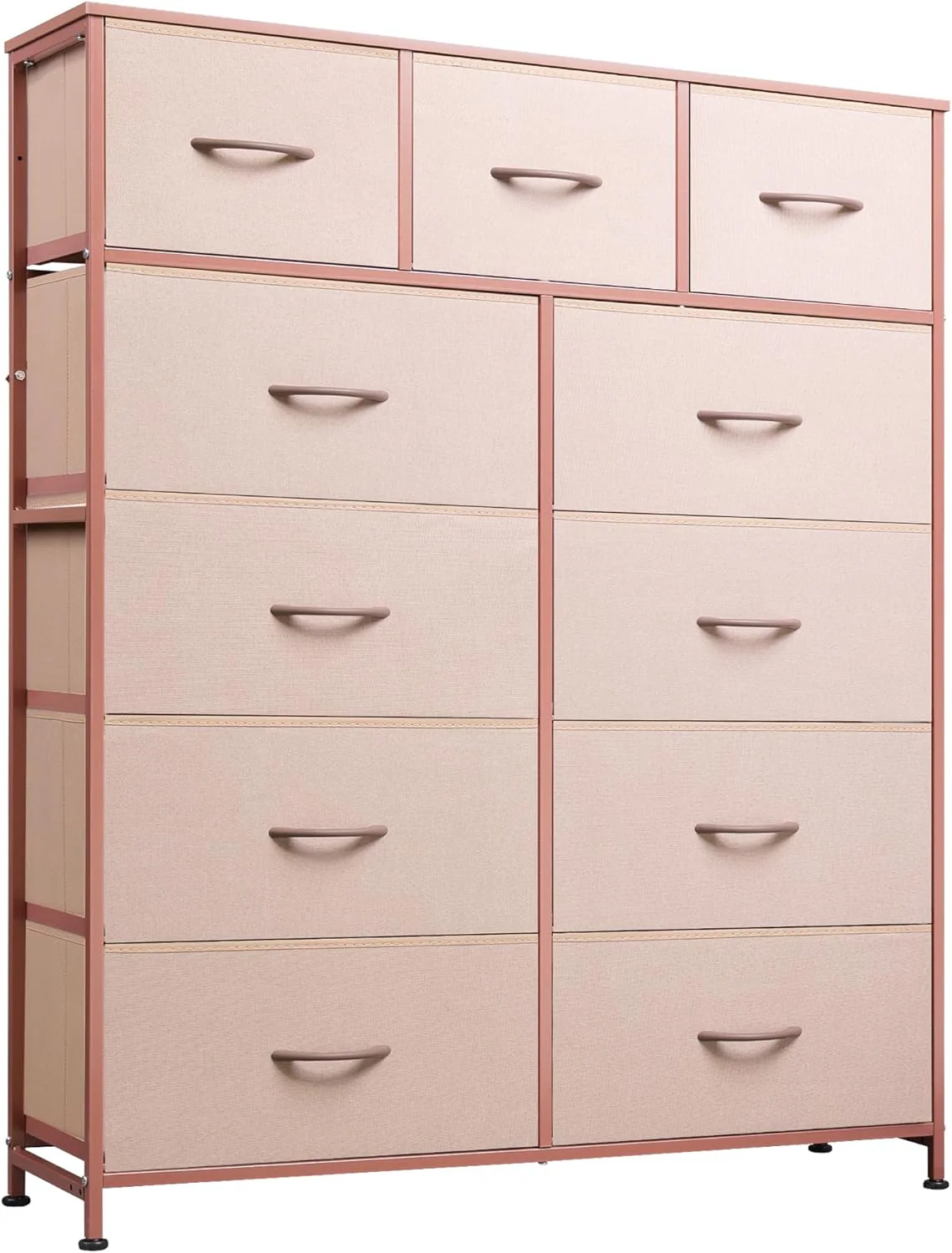 Unité de rangement avec 11 bacs en tissu, tiroirs de rangement avec structure en acier, tour de rangement haute