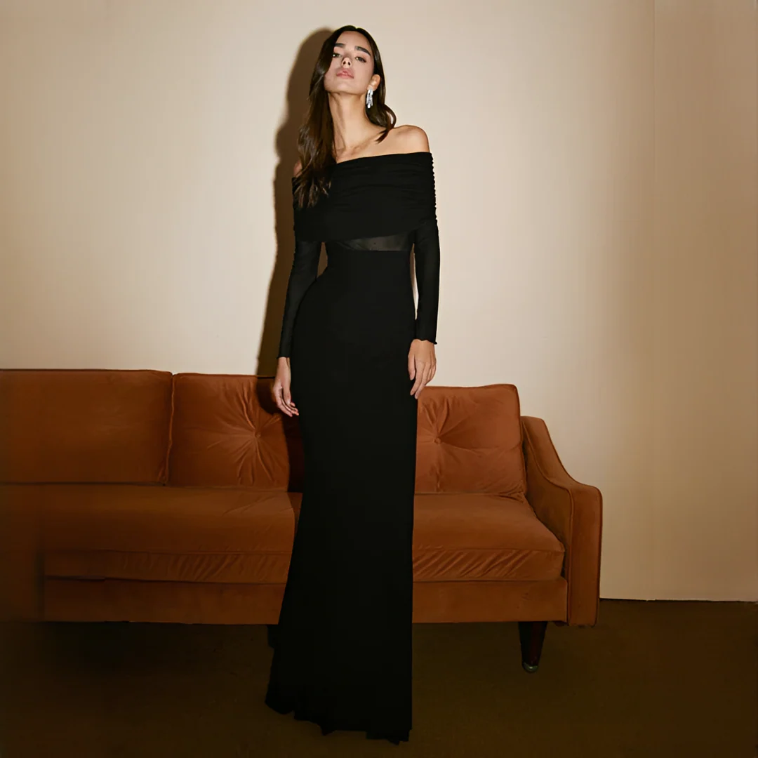 Ermanda - Élégante robe longue à épaules dénudées
