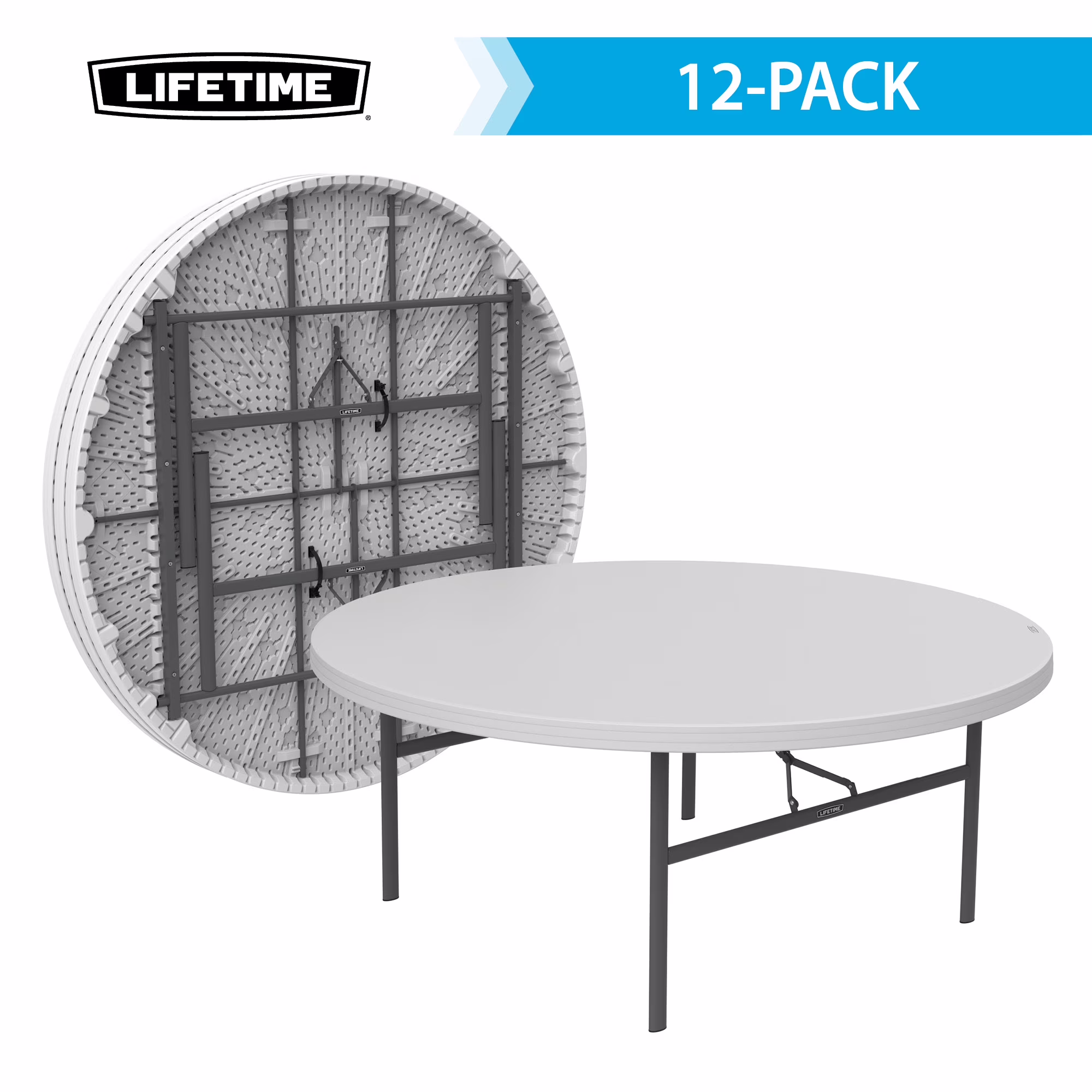 72-Inch Round Table. White Granite 12 Pk (Commercial) 82673