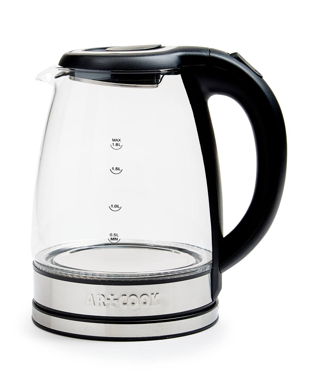 Art & Cook 1.8L Illuminated 1000 Watt Electric Glass Kettle - Black