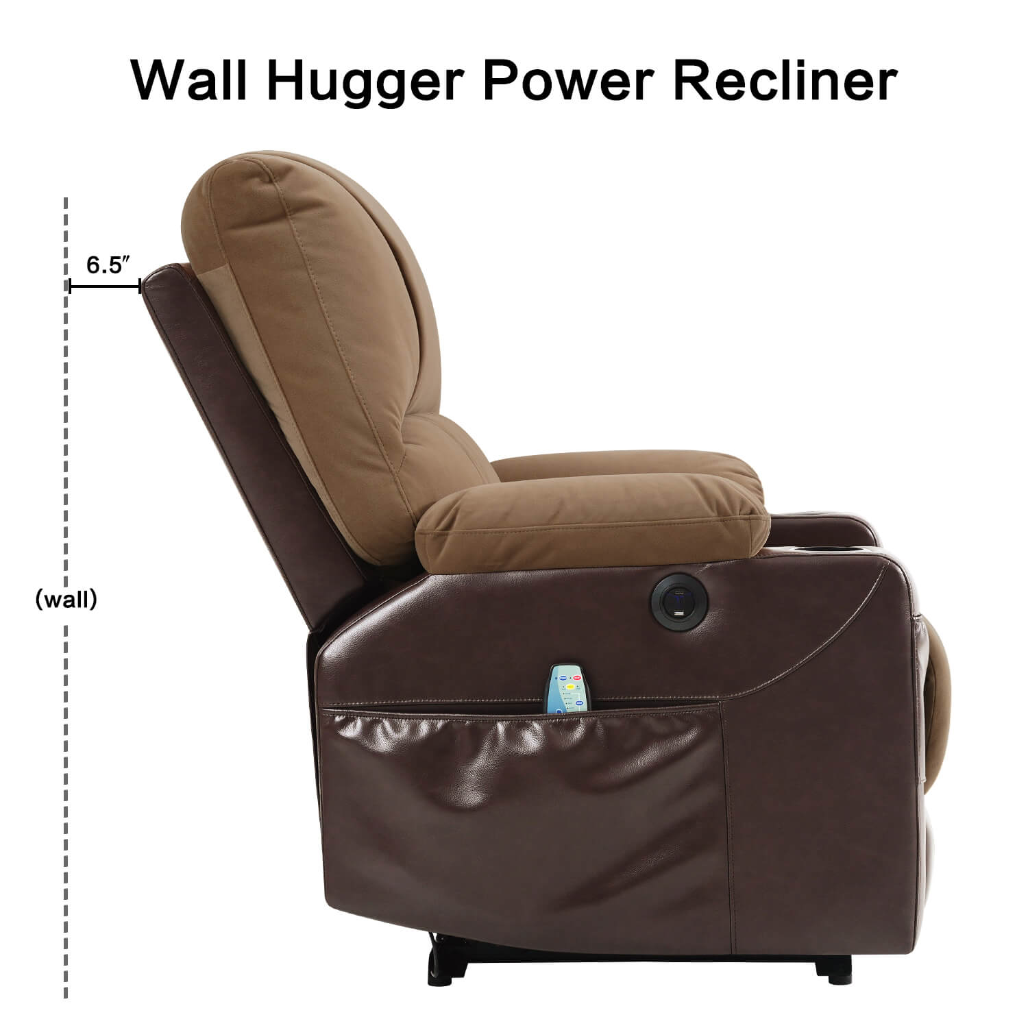 Fauteuil inclinable électrique avec chauffage et massage, format compact