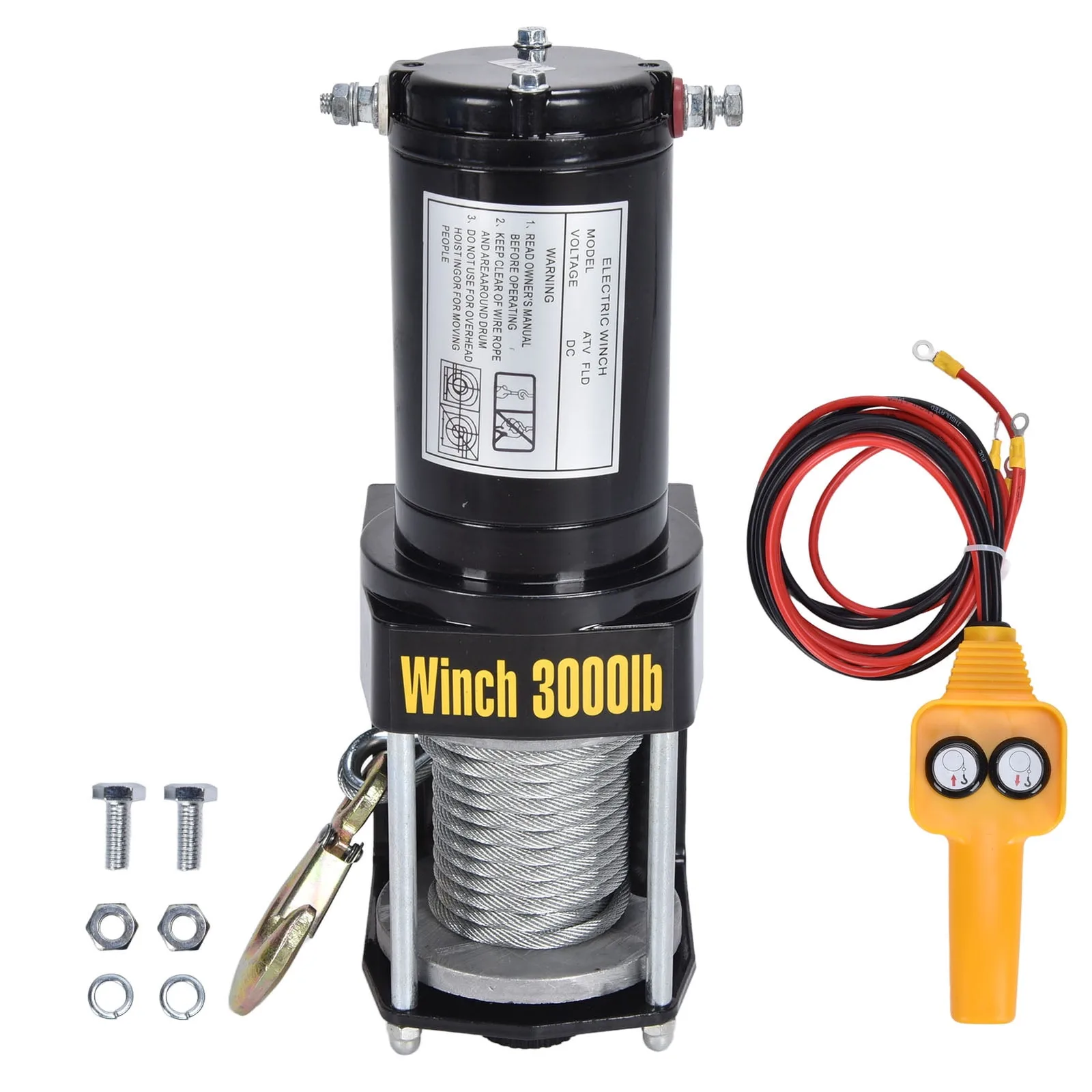 Steel Wire Rope Electric Winches, Manual Release Electric Winch 3000LBS for Truck for UTV for Recovery