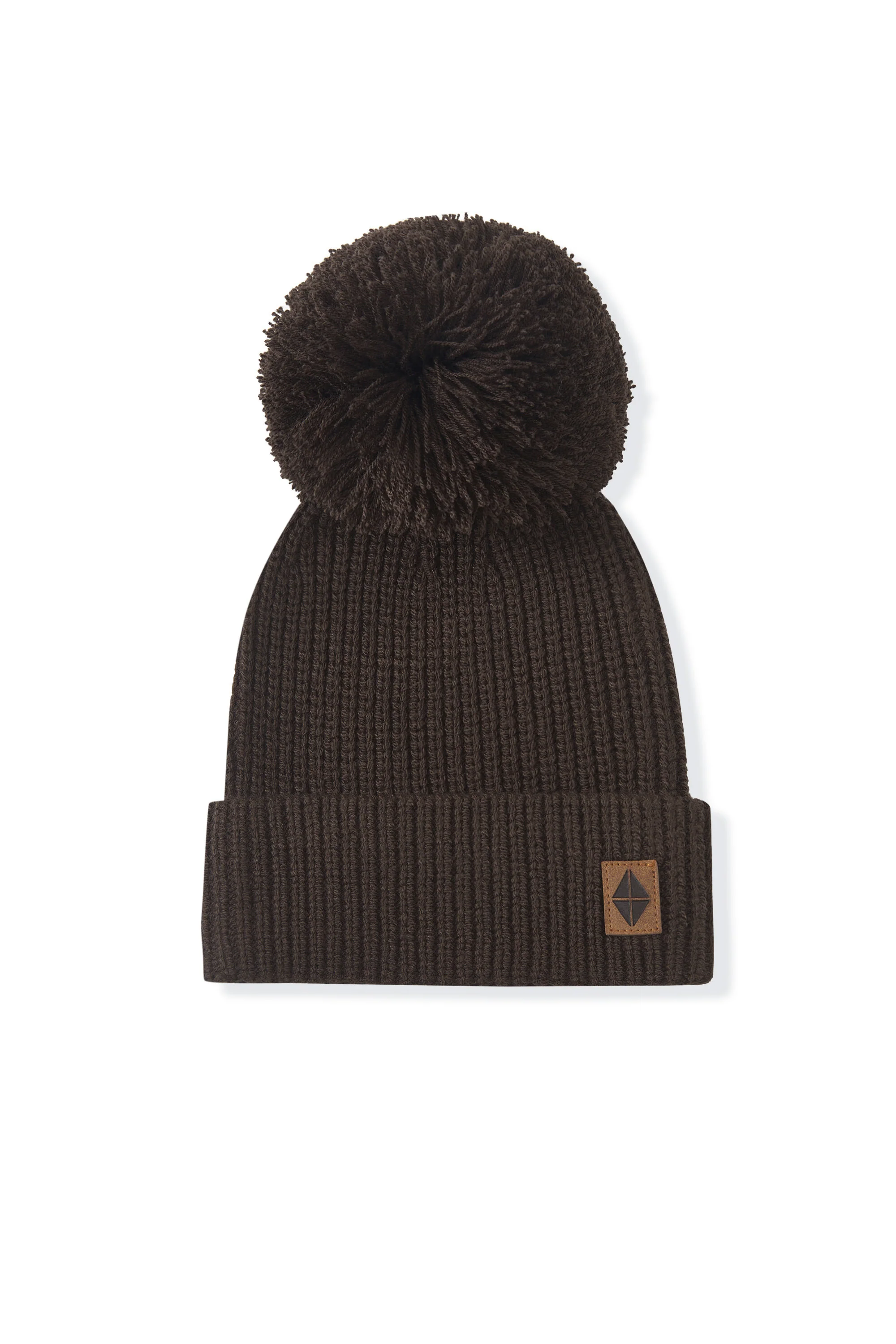 Chunky Knit Pom Beanie in Espresso