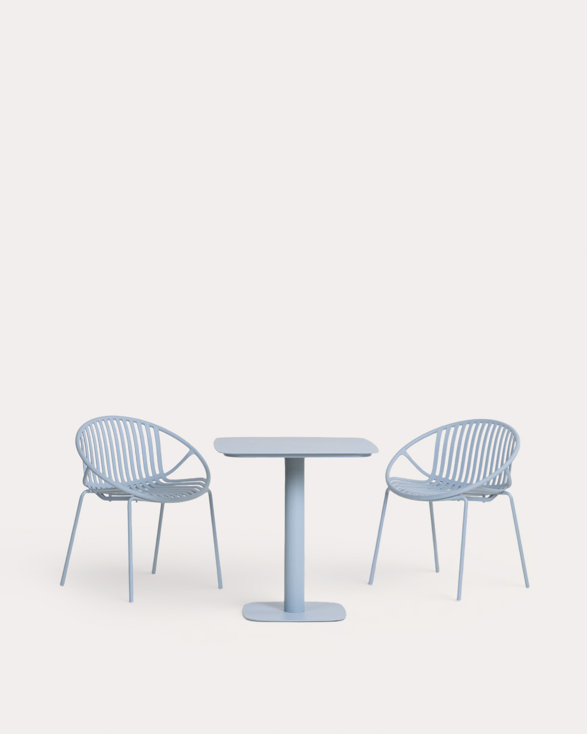 Set Zoilo - Anier - Set de Mesa Cuadrada de Metal (70x70 cm) Zoilo y 2 Sillas de Polipropileno Anier de Exterior
