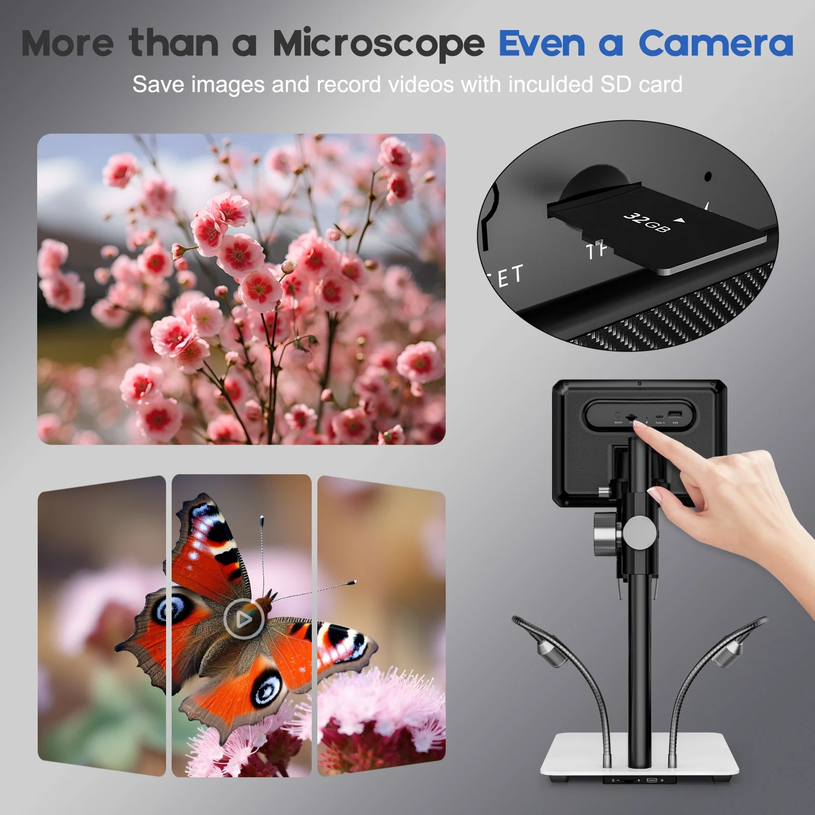 7" LCD Digital Microscope, 1200X Soldering Microscope for Error Coins Adults Kids, Windows, MacOS - Image 3