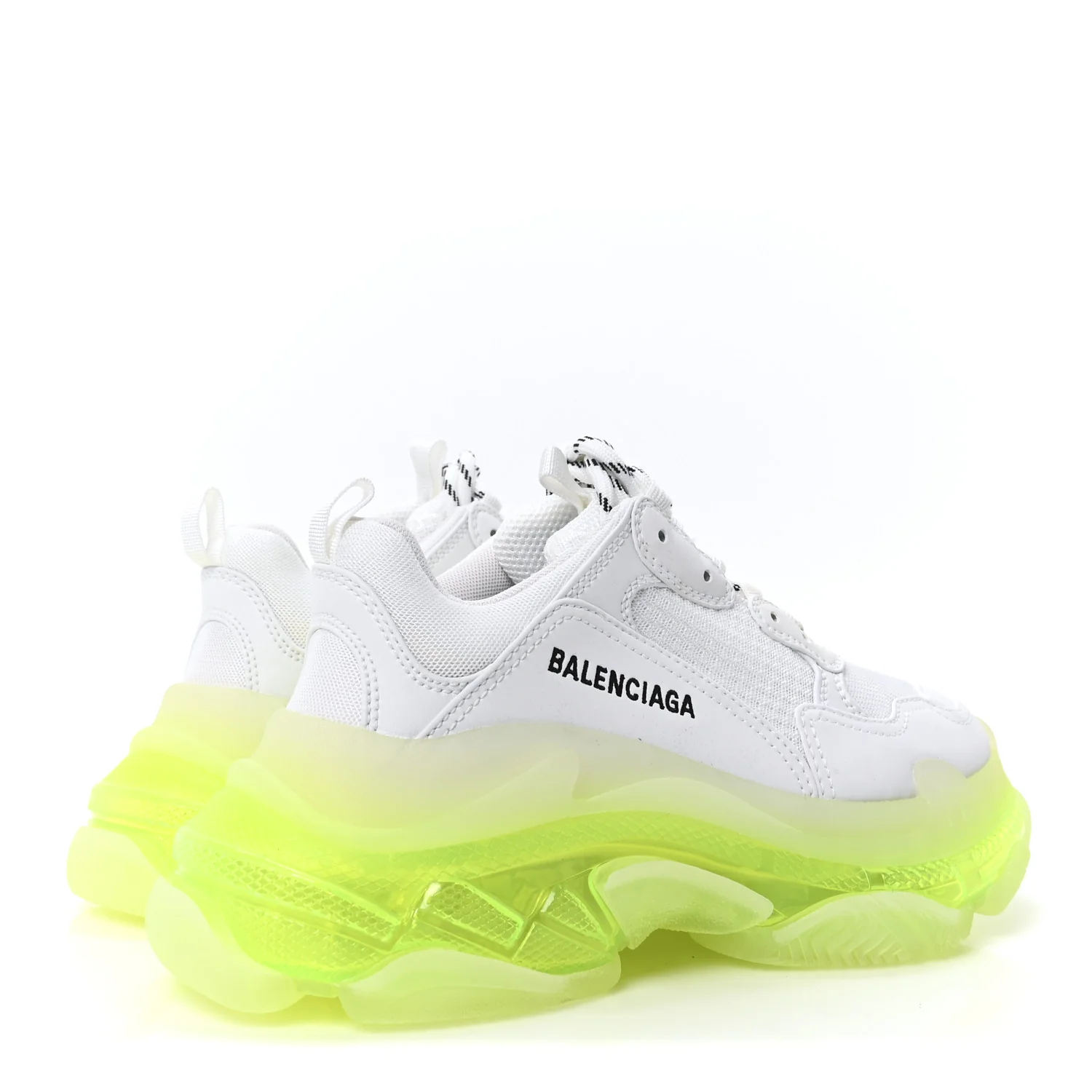 Fabric Mesh Clear Sole Fluo Womens Triple S Sneakers 38 White Fluo Yellow