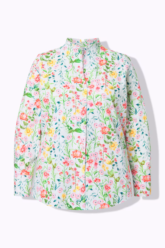 Floral Goblet Collar Button Down Blouse