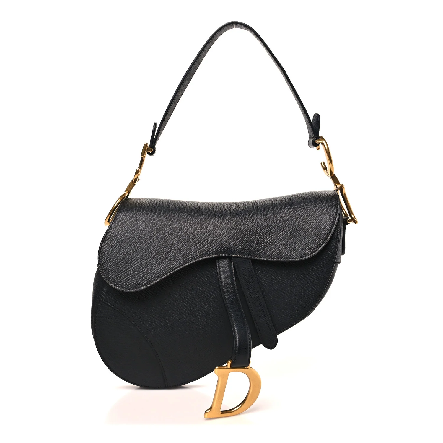 Grained Calfskin Saddle Bag Black