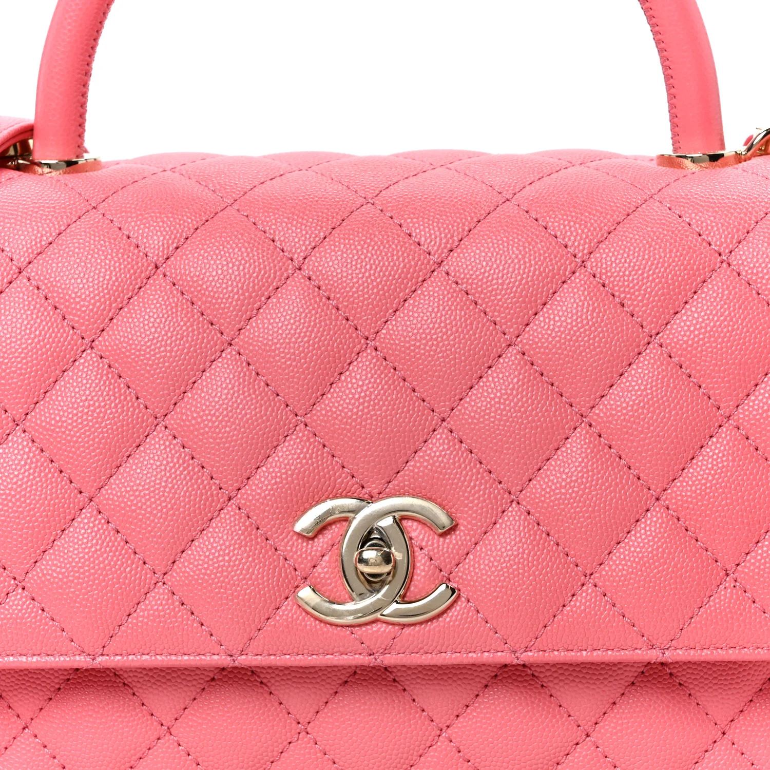 Caviar Quilted Small Coco Handle Flap Pink