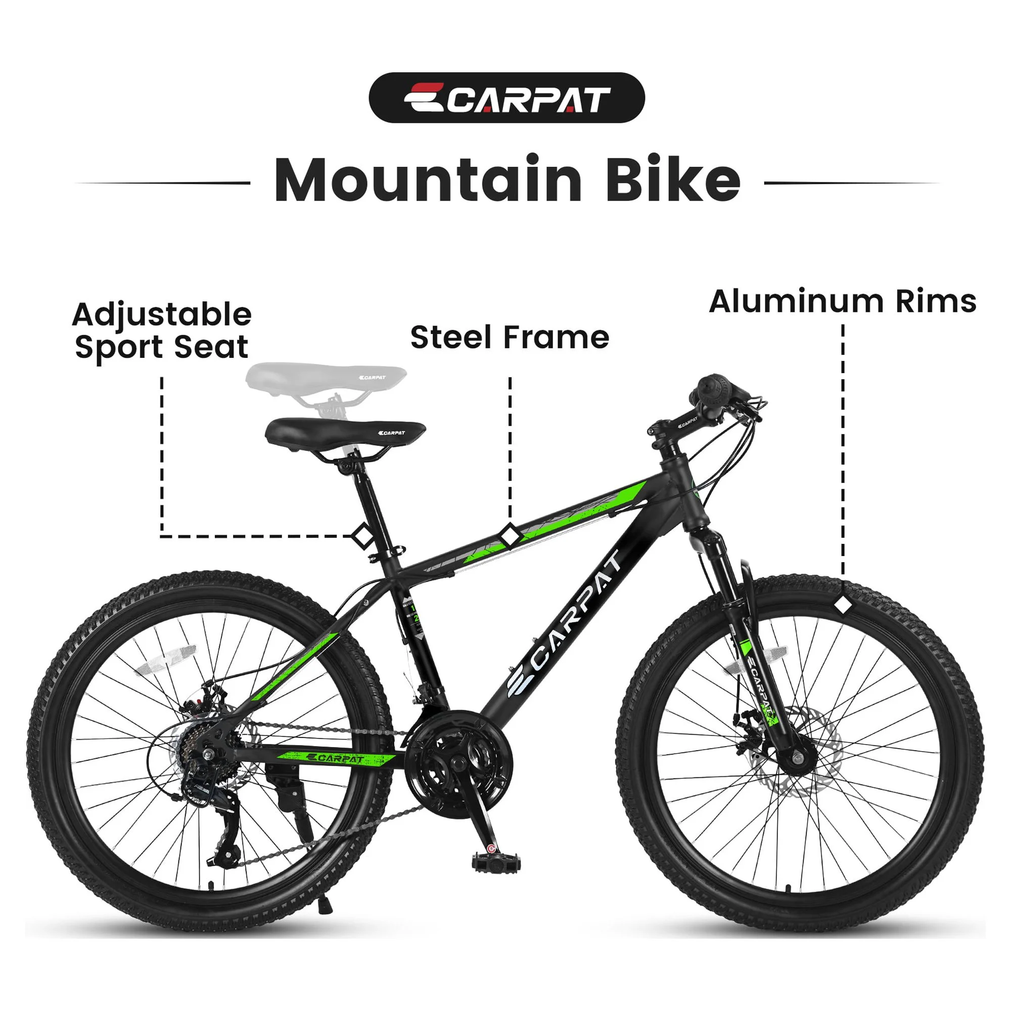 26 inch Mountain Bike for Men, Adult Mens Bike with 21 Speed Disc Brakes(Black Orange) - Image 8