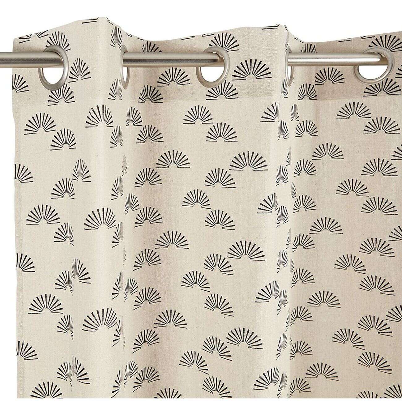 Rideau polycoton 140x240cm imprimé taupe noir