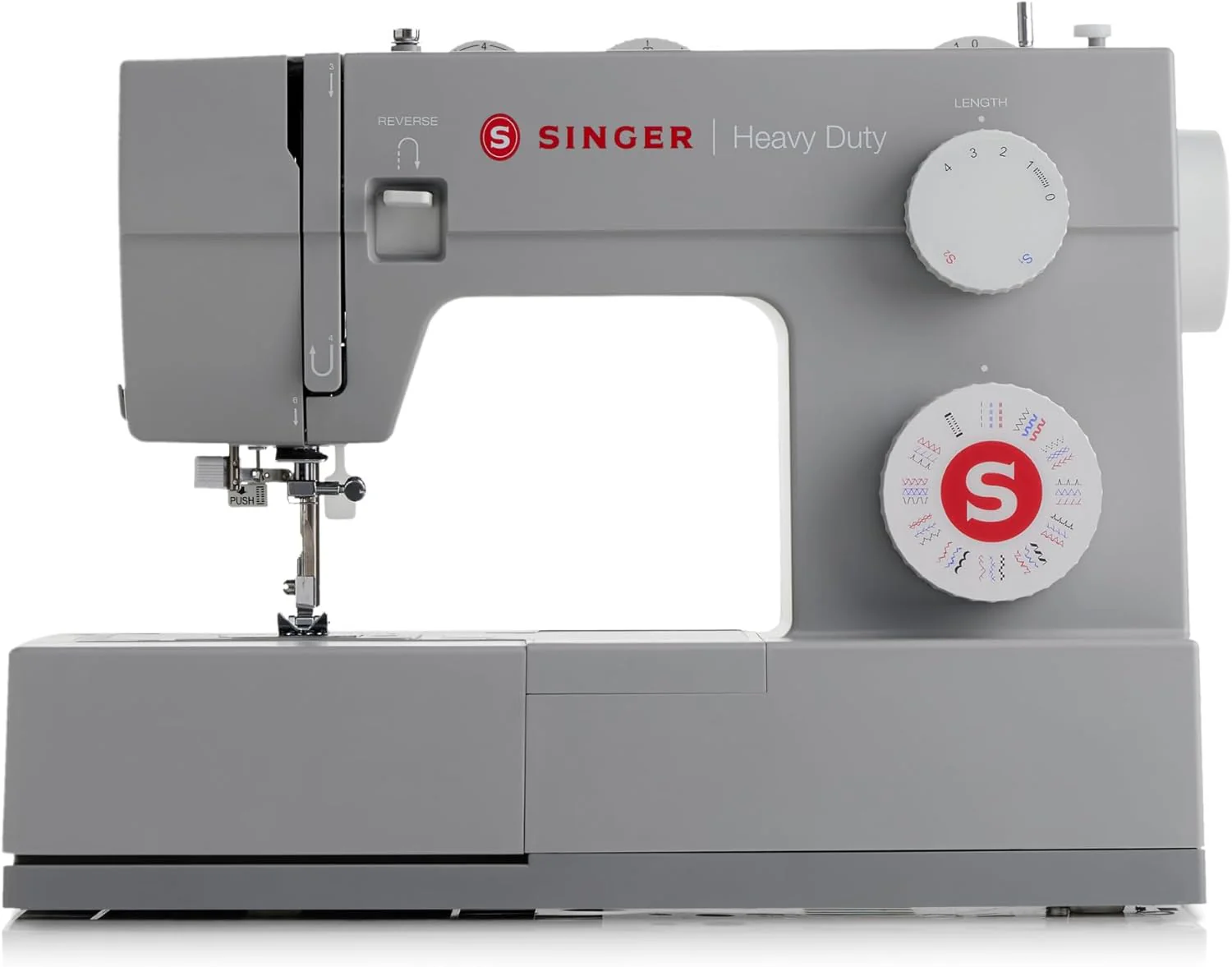 Machine à coudre haute vitesse SINGER Heavy Duty 4452 avec kit d'accessoires | Moteur puissant à pénétration améliorée, 110 points de couture, châssis entièrement métallique, boutonnière automatique et éclairage LED