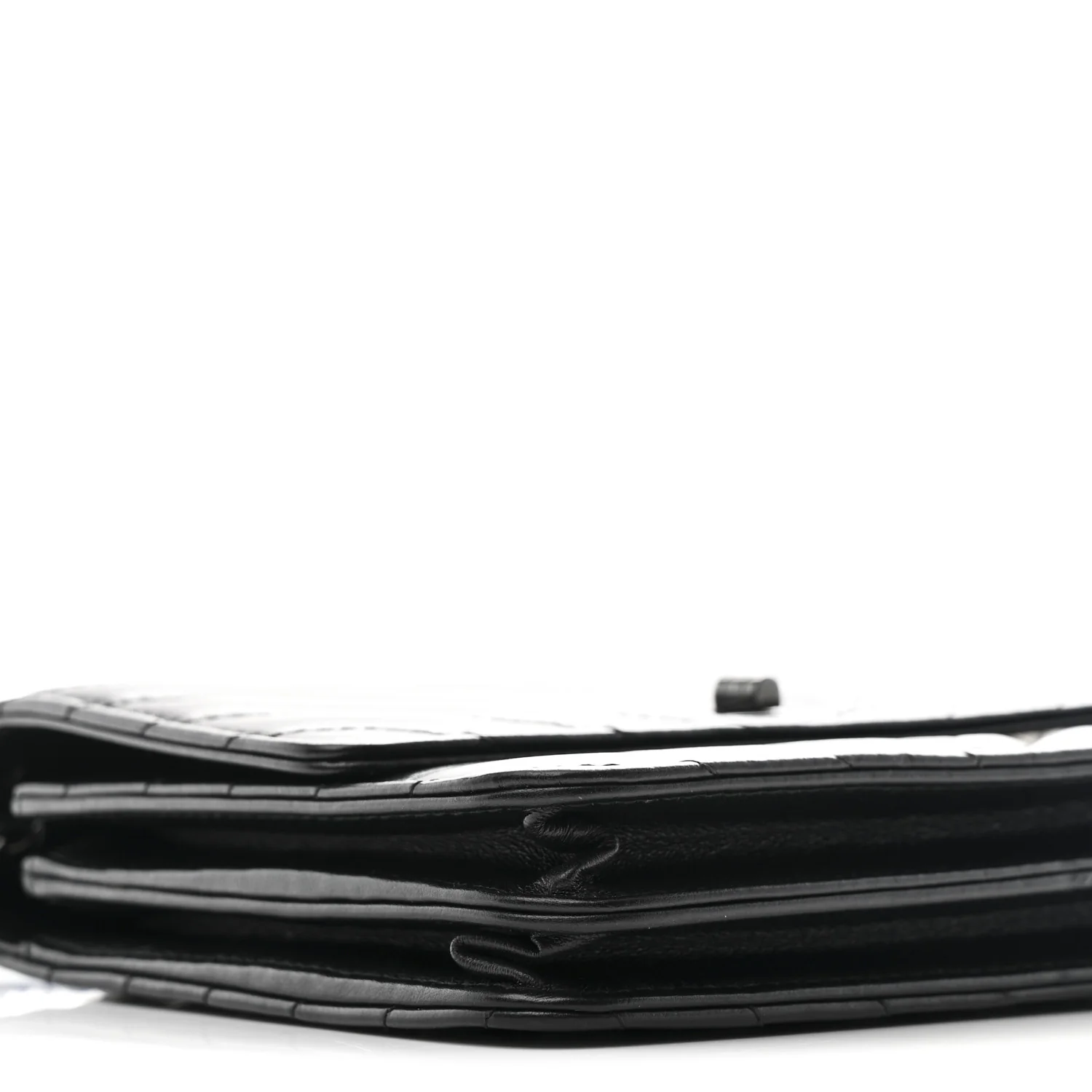 Aged Calfskin Chevron Quilted Reissue 2.55 Square Wallet On Chain WOC So Black