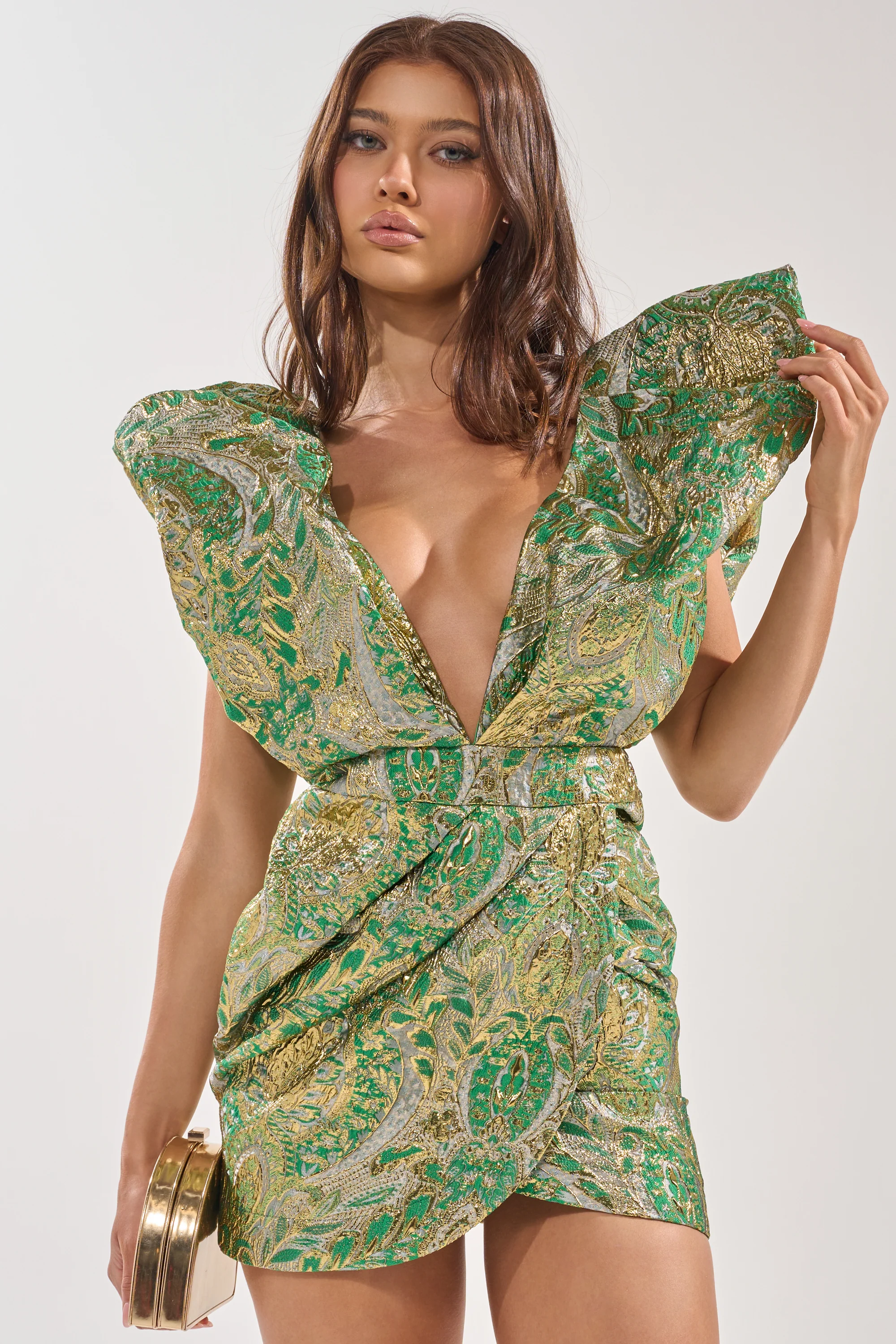 BEST DRESSED BROCADE MINI DRESS - Akira Store