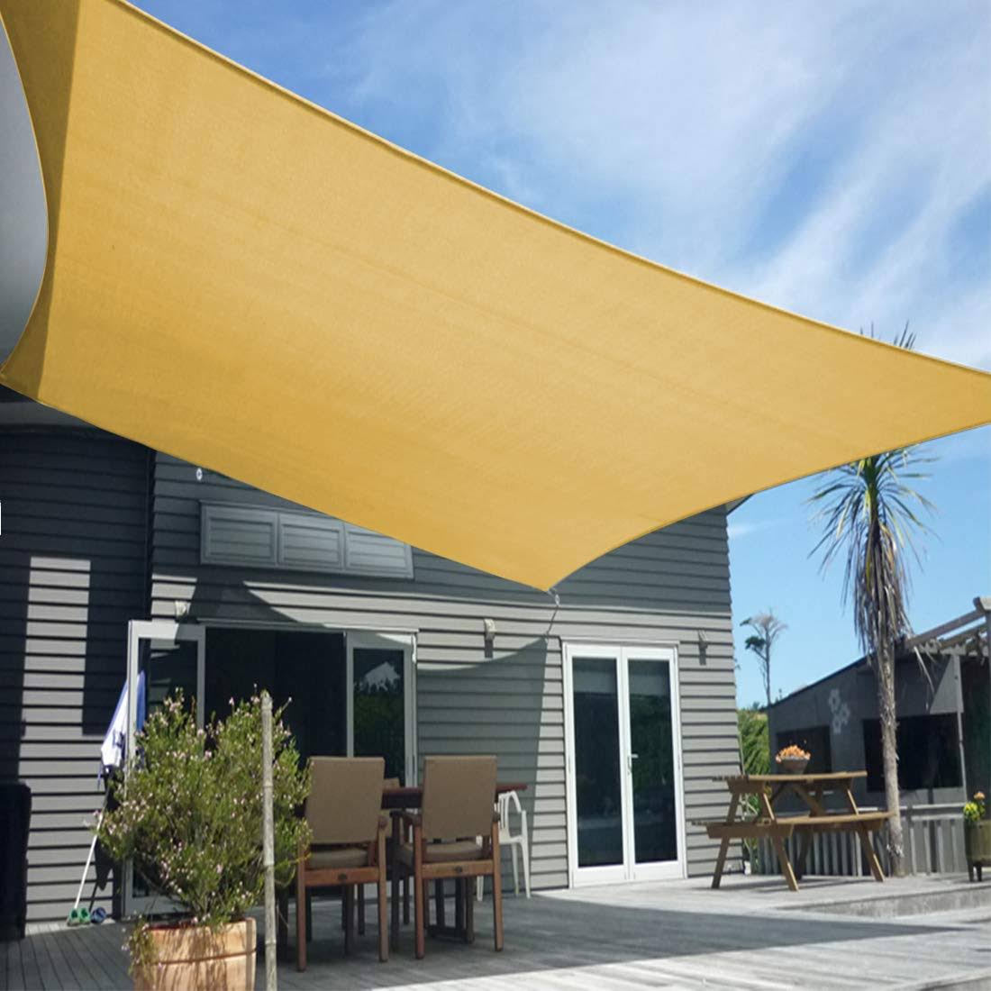 Artpuch 12'x16' Sun Shade Sail Curved Commercial Outdoor Shade Cover Sand Rectangle Heavy Duty Permeable 185GSM Backyard Shade Cloth for Patio
