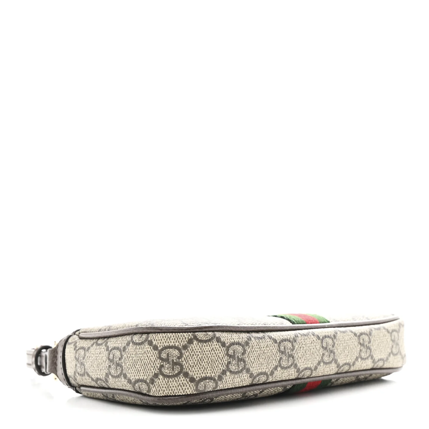 GG Supreme Monogram Textured Dollar Calfskin Web Mini Ophidia Shoulder Bag Beige Ebony New Acero