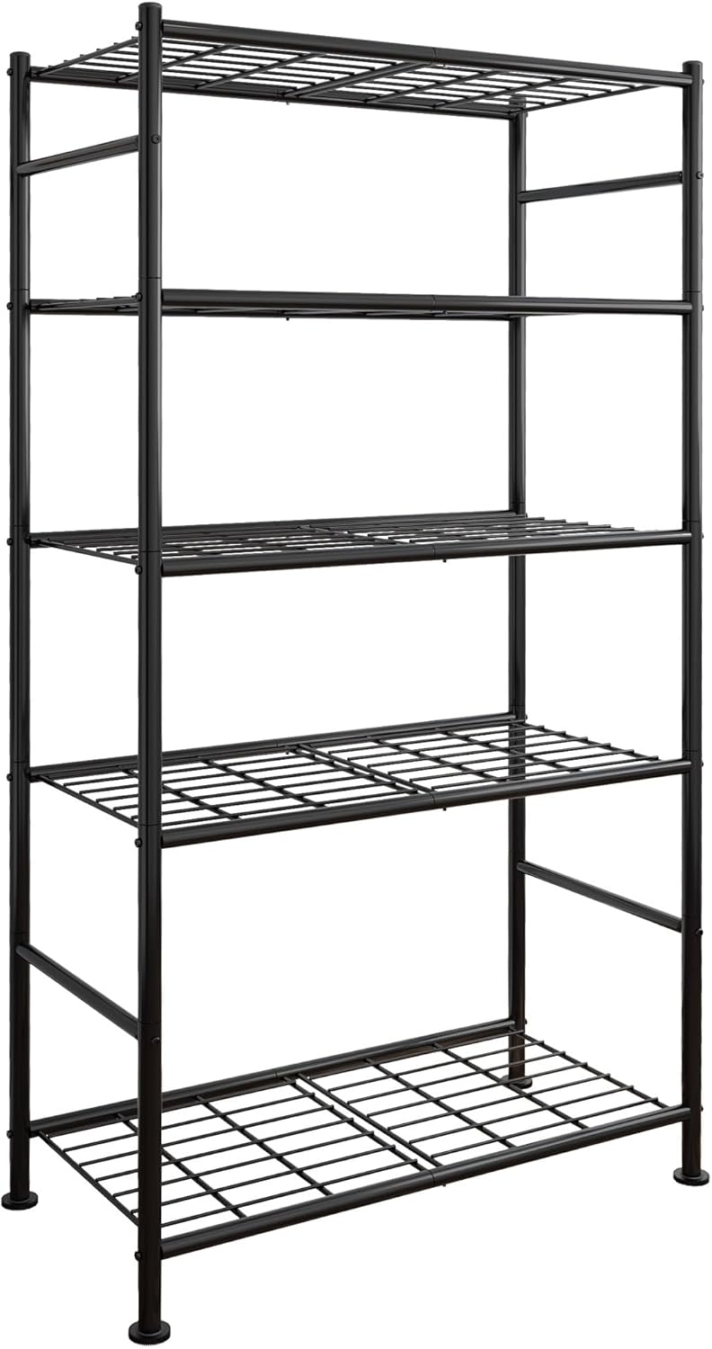 Sakugi Storage Shelves - 5 Tier Shelf Organizer, Heavy Duty Garage Shelving Unit with Leveling Feet, Stable Metal Shelves Organizer for Pantry, Kitchen and Closet, 33.0