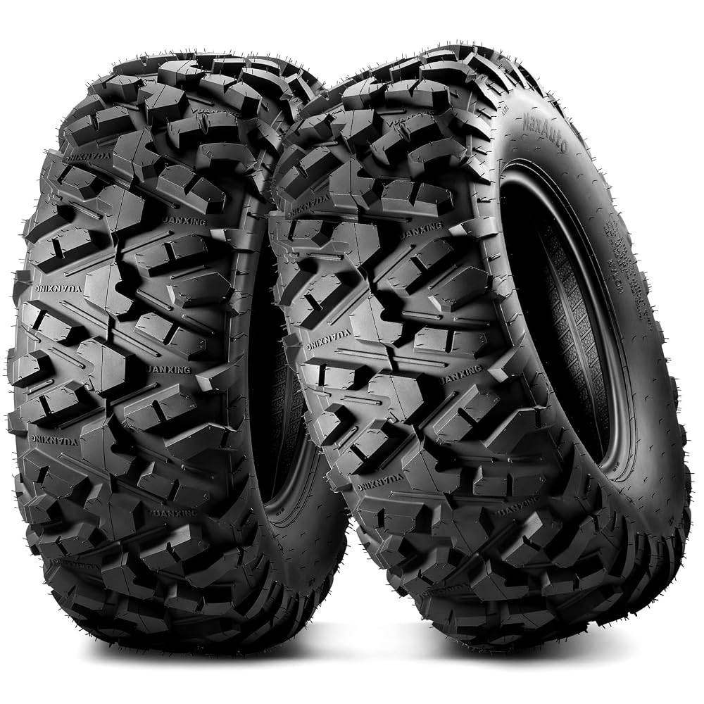 MaxAuto Set of 2 AT25x10-12 ATV UTV Mud Sand Tires,25x10x12 All-Terrain Off-Road Rear Tires,6 PR, Tubeless