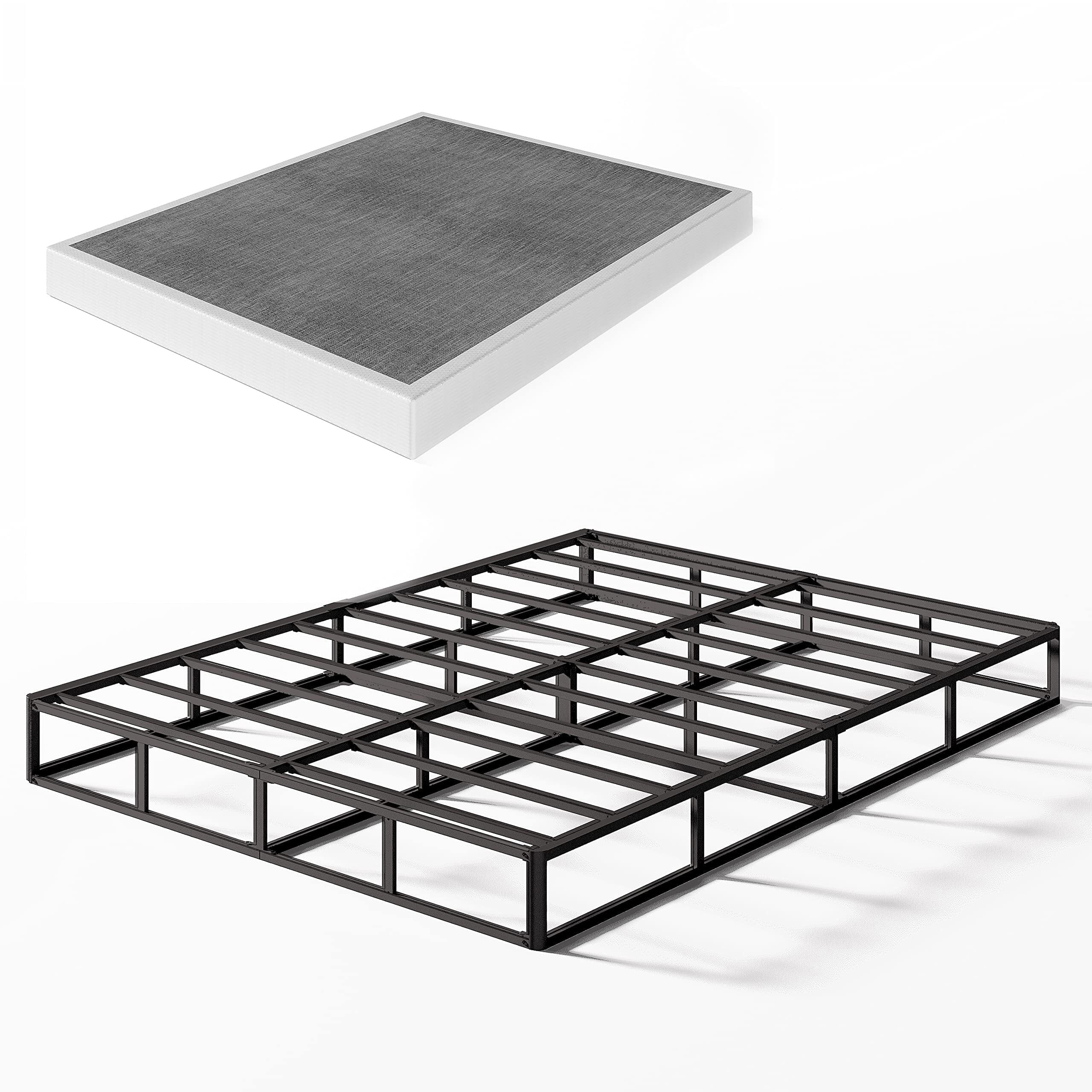 COMASACH 7 Inch Metal Box Spring, Heavy - Duty Mattress Foundation, Fabric Cover Included, Queen Size