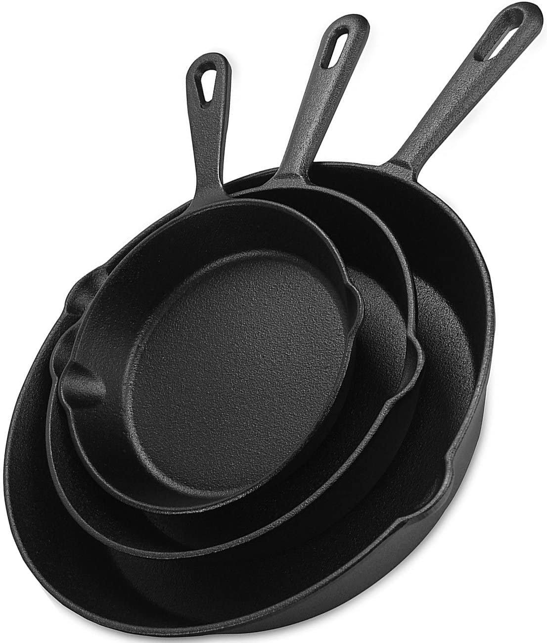Utopia Kitchen Pre-Seasoned Cast Iron Skillet Set 3-Piece 6 inch 8 inch& 10 inch