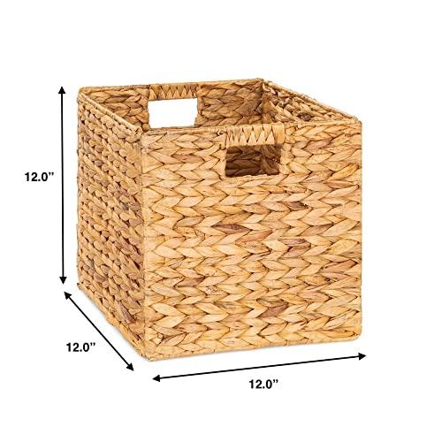 Storage Cube 10.5 X 10.5in, Wicker Storage Baskets For Shelves, Water Hyacinth Storage Baskets, Square Wicker Storage Basket (2 Packs 10.5in)