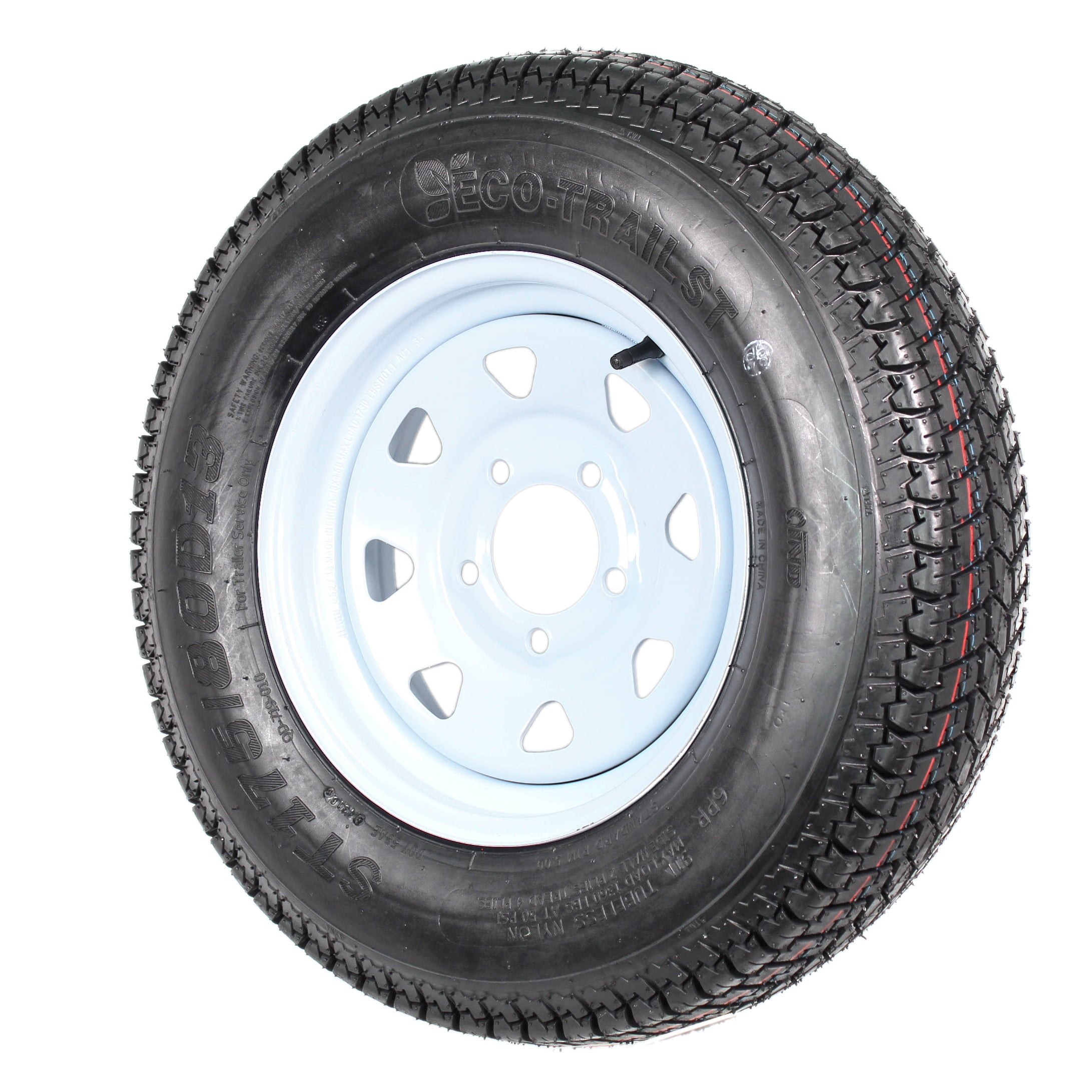 Pneus de remorque 2 pièces ST175/80D13 175/80 13 B78-13 LRC 5 trous, jantes à rayons blancs