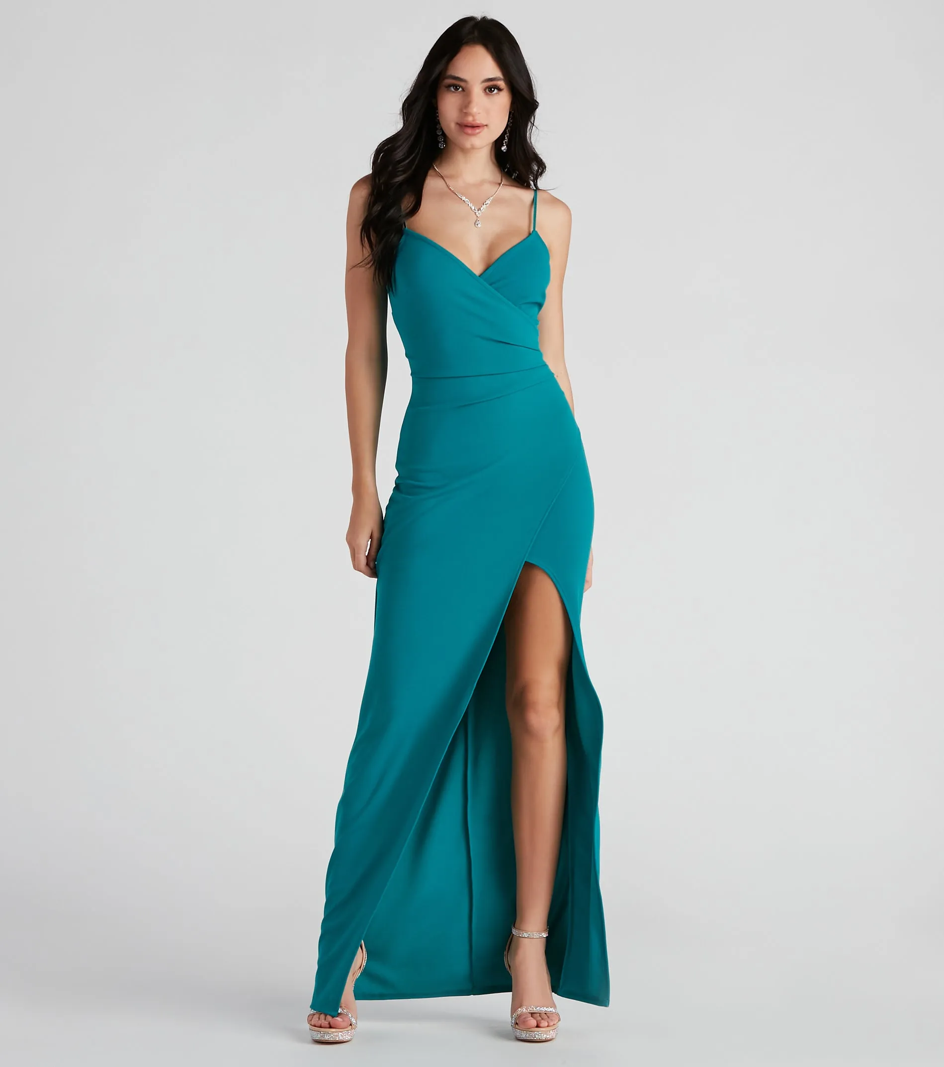 Beaconlady Formal High Slit Wrap Dress