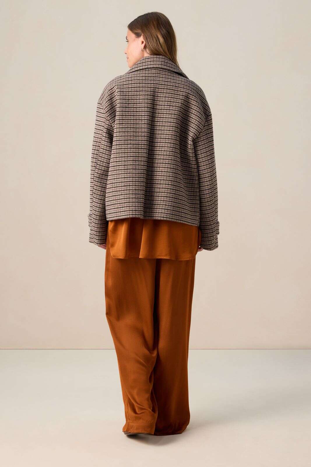 Bruine wollen geruite jas