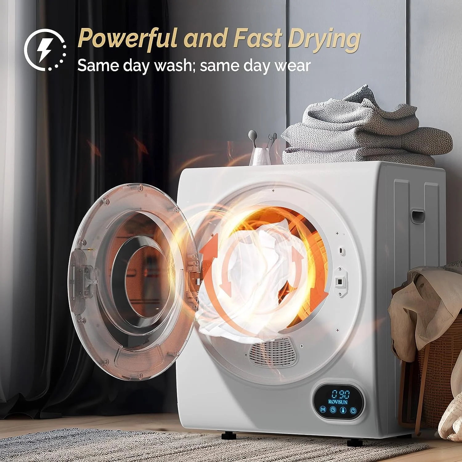 Portable Clothes Dryer 10 lbs 110V White Electric Dryer Tumble - Image 5